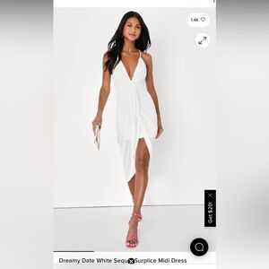 Lulu's Cream Sequin High Low Dress